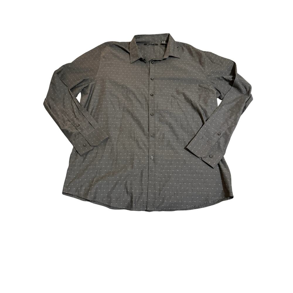 NWOT Axist Size XL Men Button Up Shirt Gray Diamond All Over Collared Cotton - Picture 1 of 5
